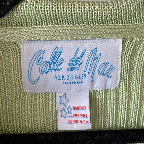 Calle Del Mar Melon Green Knit Ribbed Cardigan - Small - Hand Knit in Cali - Picture 2 of 9